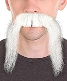 BC GOODS BY Timeless Men's Fu Manchu Mustache Styles White Synthetic Facial White Hair, Flame-Retardant Synthetic Fiber
