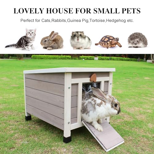 Hicaptain Cat House Outdoor, Feral Cat Shelter, Outside Rabbit Hutch Weatherproof Wooden Small Animal House and Habitats - Thumbnail 5