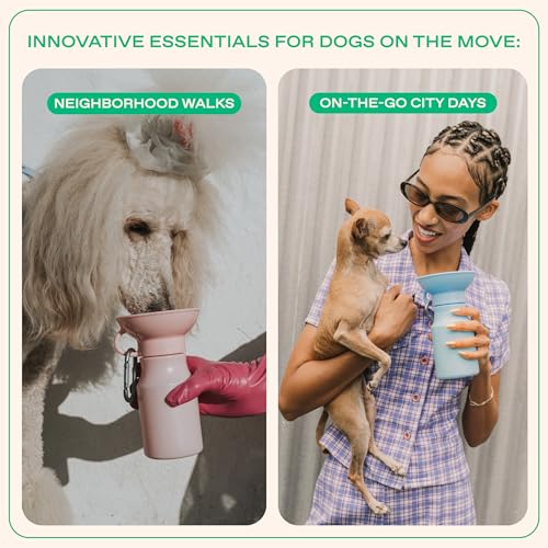 Image of Springer Dog Water Bottle | Portable Travel Drinking Feeder Dispenser for Dogs & Puppies | As Seen on Shark Tank | Leak-Proof Bowl | BPA-Free | Outdoor Walking, Hiking & Travel | 15oz Lilac