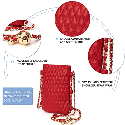 Image of myfriday Mini Quilted Crossbody Purse, Chain Strap Summer Shoulder Bag | Metal ball chain adjuster, snap closure and lightweight phone pouch add cute summer carry for holidays and shopping