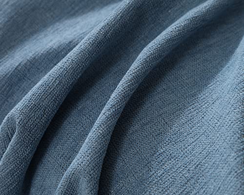 Mxaeyr Couch Covers For Sectional Sofa L Shape, Sofa Covers For 1-2 Cushion Couch, Grayish Blue Chenille Couch Cover Blanket Thick And Durable, Sectional Sofa Cover With Boho Fringe (M 71"X91") #TOP4