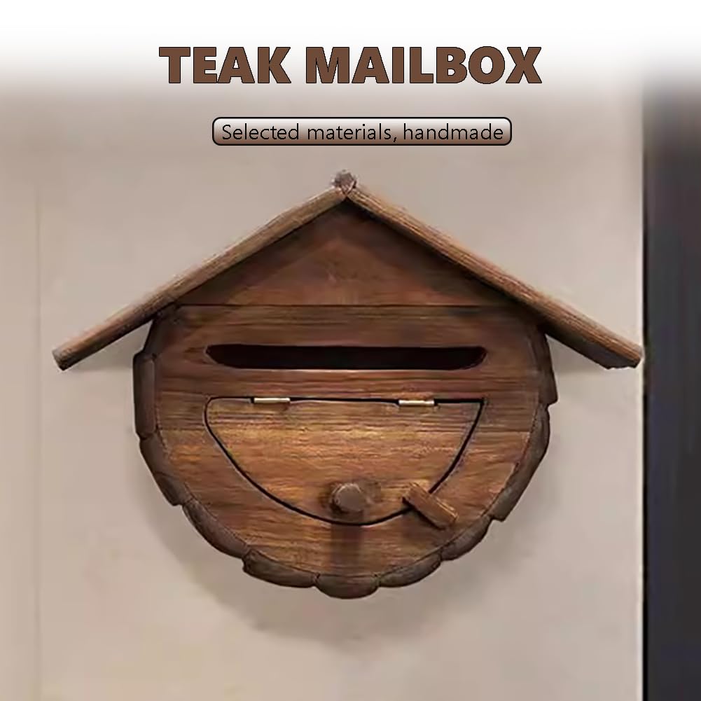 Buzón de pared de madera con diseño clásico para uso en exteriores