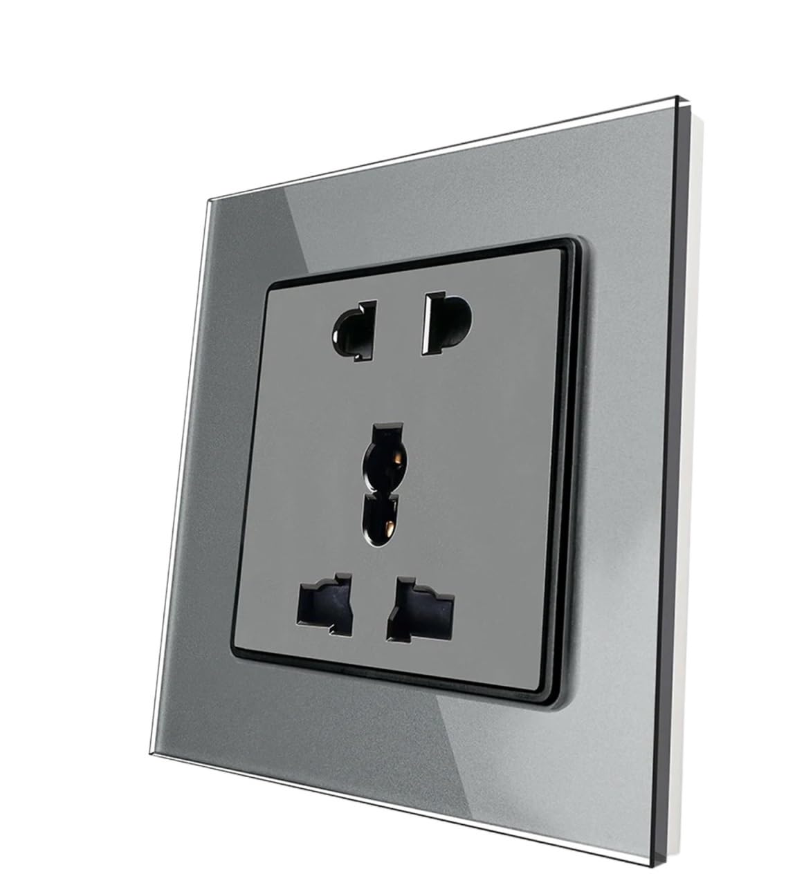 Tempered Glass Socket, Tempered Glass Panel, AC 110V-250V, No Logo, UK Standard Outlet, 13A Power Universal Wall Socket(White)
