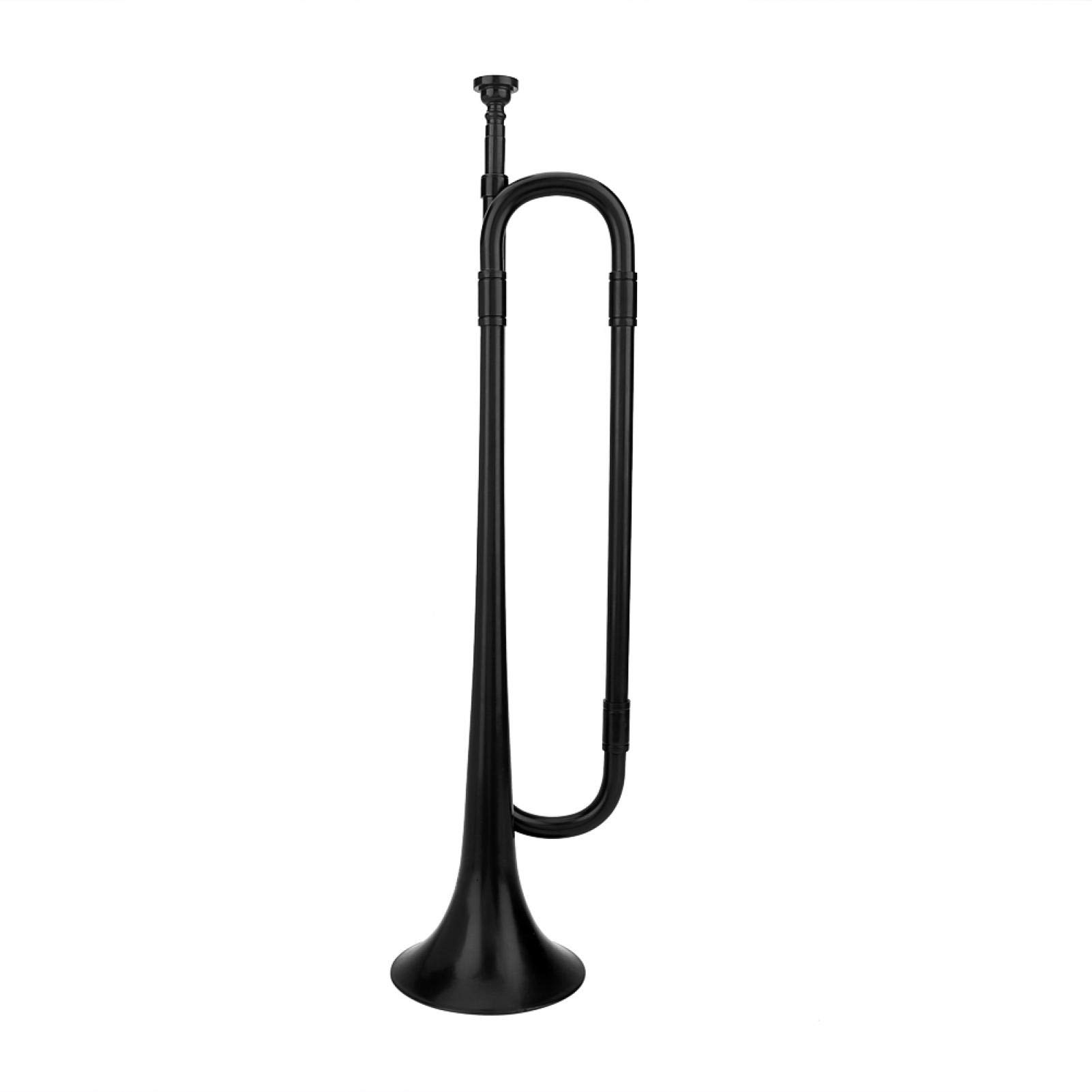 Trompette cavalerie clairon en Plastique Corne de cavalerie Militaire avec Embouchure B clairon Plat pour Enfants étudiants débutants(Le Noir)