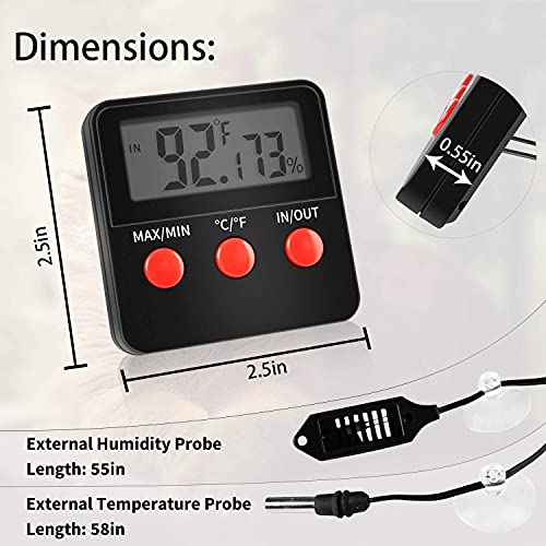 Ipower 8"X18" Reptile Under Tank Heat Mat Terrarium Heater Warmer Heating Pad, Digital Thermometer And Hygrometer With Temperature And Humidity Probe For Amphibian Pet And Small Animals #TOP5