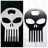 Badass Beard Care Skull Beard Pick For Men - Pocket Fit, Light Weight (Silver)