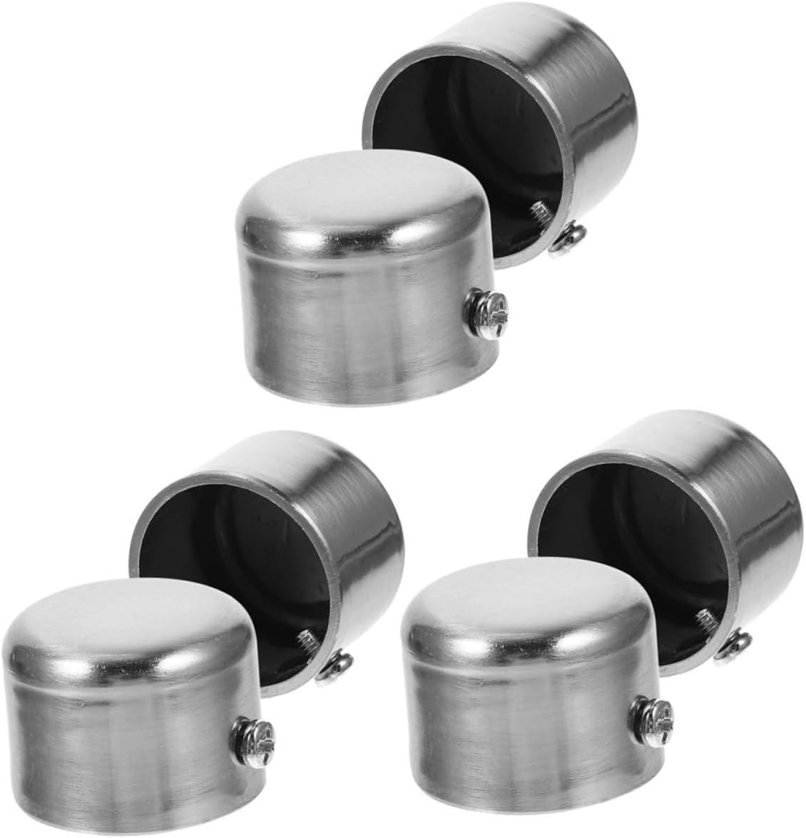 ULTECHNOVO 6pcs Curtain Rod Plug Stainless Steel Finials Easy Install Finials for Curtain Rods