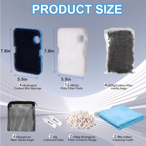 Image of Threlaco 30 Pack Aquarium Filter Media Set Replacement Compatible with Cascade 1200 /1500 Ccf2ul Ccf3ul Filter, Bio Sponge Filters, White Floss Pads, Activated Carbon, Ceramic Ring, Mesh Bags, Grease