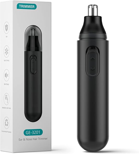 Ear and Nose Hair Trimmer for Men ,2022Professional Painless Battery-Operated Nose Hair Trimmer Men, Nose Ear & Facial Hair Trimmer for Men WomenIPX7Waterproof Double-Edged Blade, Easy to CleanBlack