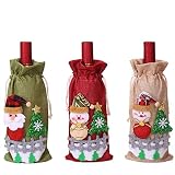 CN Cover (Trois pièces) - Articles de décoration de Noël Christmas Buck de poupée Champagne Bottle Ensembles Belle Bouteille de Table de Table Rouge Fournitures