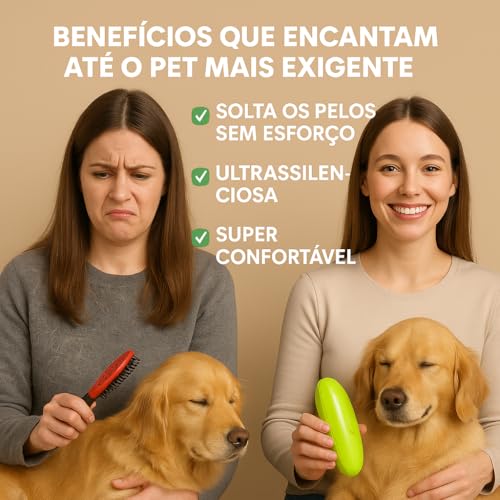 Escova de Vapor para Remover Pelos de Animais - Higieniza, Remove Pelos dos Pets e Relaxa - Portátil