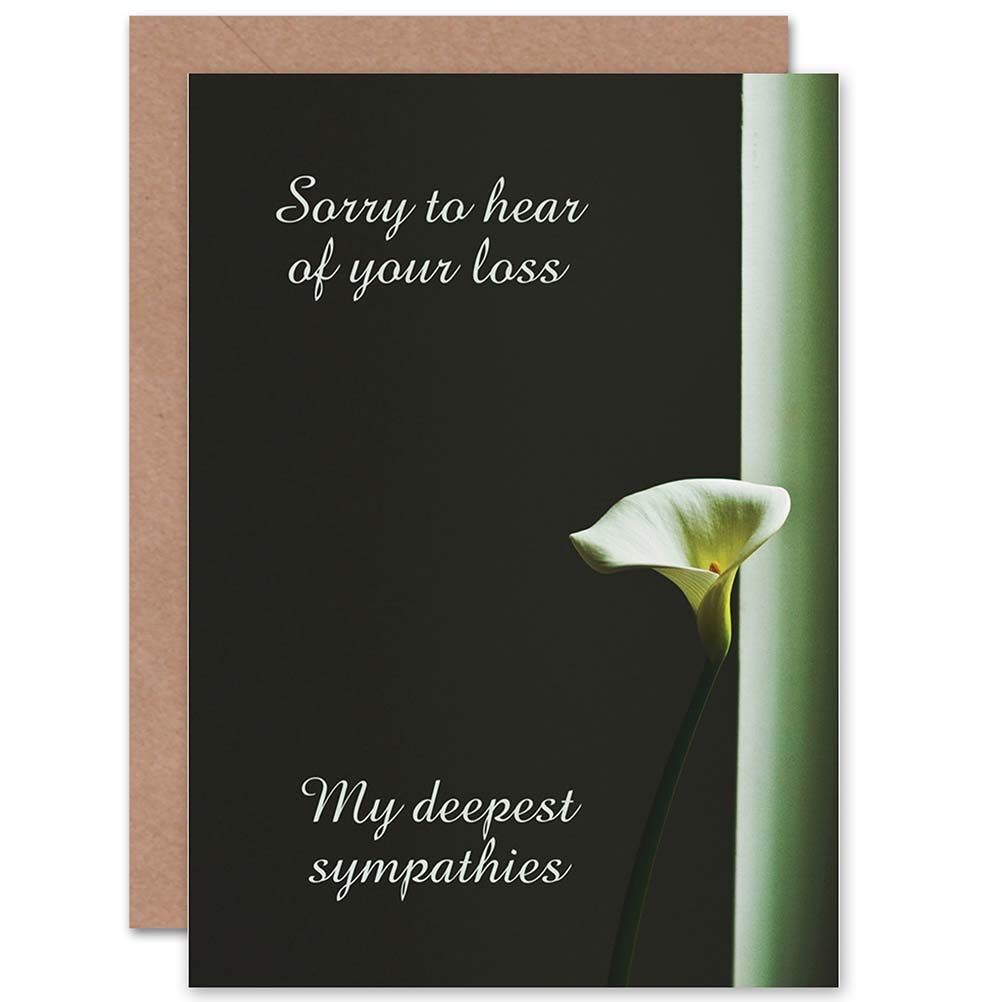 Artery8 Lily Flower Sympathy Bereavement Greetings Card - Black