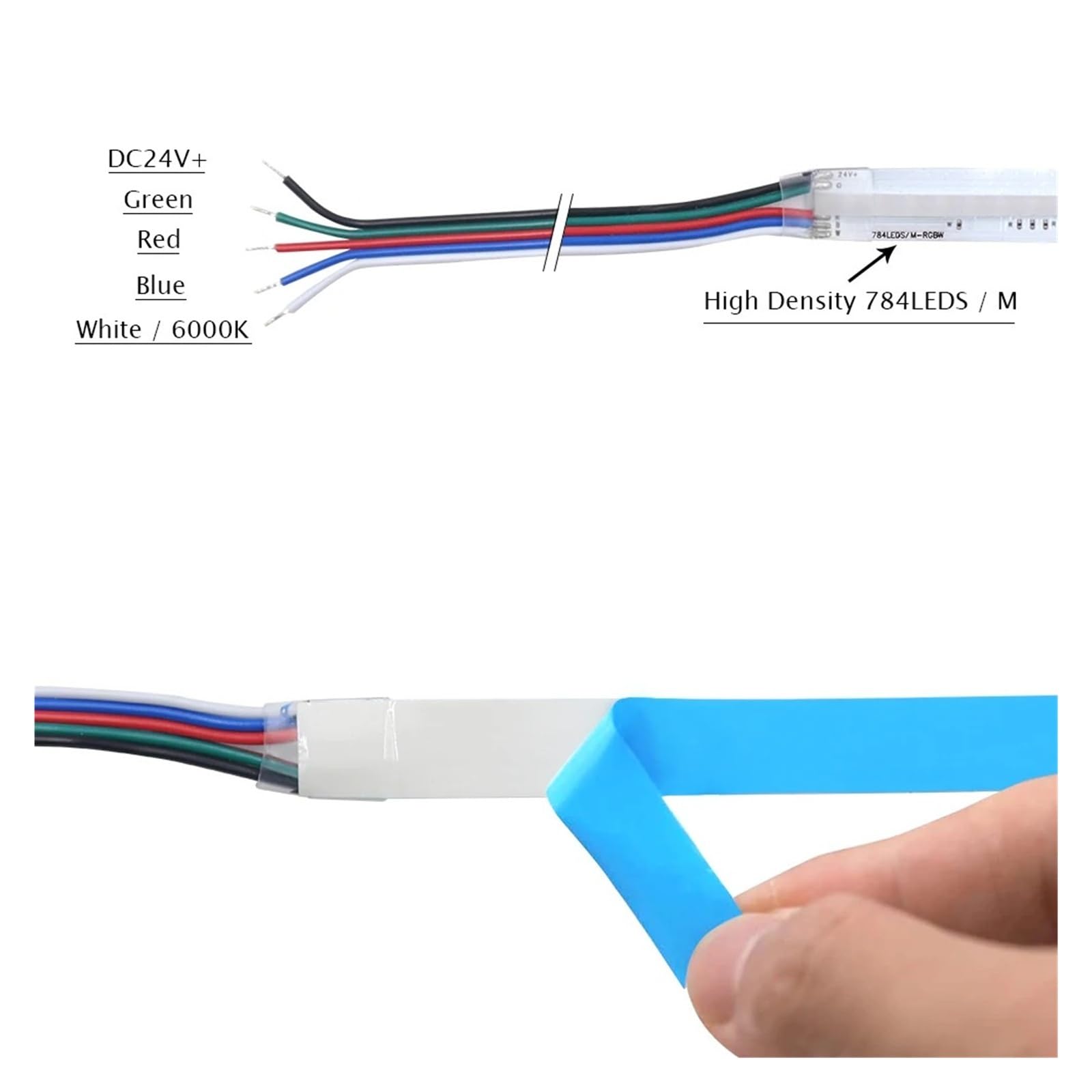 5V 12V 24V COB LED Streifen RGB RGBW RGBWW RGBCCT Flexible Licht Band 576 784 840LEDs/M Hohe Helle Dekor Lichter for Innen Zimmer(24V RGBCCT 840LEDs,4m)