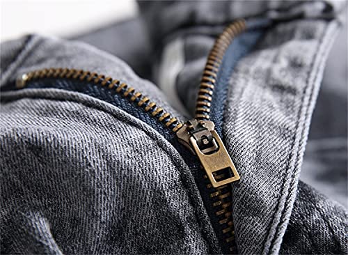 Generic Men's Skinny Washed Slim Fit Jean Pants Fit Fashion Super Comfy Stretch Biker Trousers Dark Tint Stylish Straight Jeans (29,Gray)3