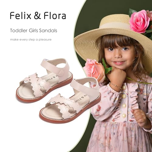 Image of Felix & Flora Toddler Girl Sandals - Little Girl Easter Dress Shoes Lightweight Open Toe Beach Holiday Flats
