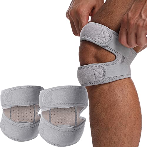 POKEAT 2Pcs Knee Compression Sleeve for Men Women Compression Knee Sleeve for Meniscus Tear Joint Professional Knee Brace Wraps,Gray