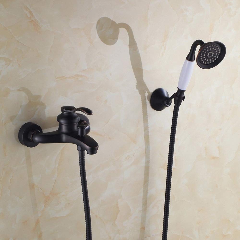 Grifo Mezclador Todo Bronce Ducha Simple Estilo Europeo Dibujo Antiguo baño Bronce Negro Tomar una Ducha Grifo Ducha Traje (tamaño: C)
