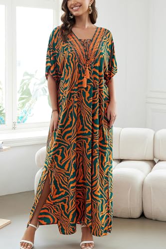 Vestido caftán para playa y piscina ideal como cubierta de bikini holgada 6
