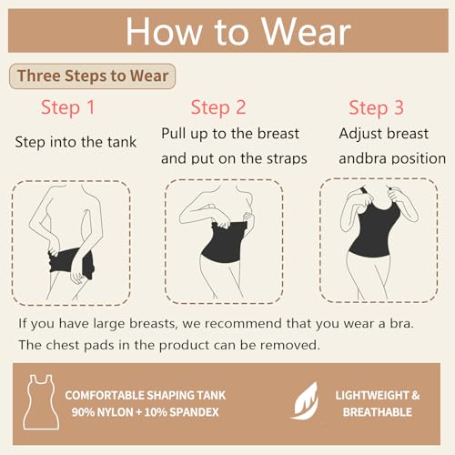 Vivashape Women's Cami with Built in Bra Padded Tummy Control Shapewear Compression Tank Tops Body Shaper V Neck with Lace - Nude Medium - image 6