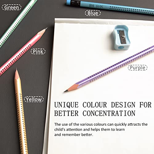 Surcotto Bleistifte HB, 30 Stk HB Bleistifte mit Radiergummi und Spitzer, vorgespitzte Dreiecksstifte zum Schreiben, Zeichnen in der Schule und zu Hause, Neue Verpakung