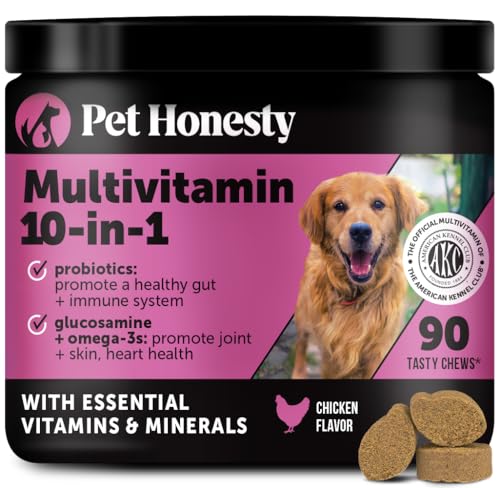 PetHonesty 10 in 1 Dog Vitamins - Glucosamine for Dogs - chondroitin, Probiotics for Dogs, Omega 3 Fish Oil, chondroitin - Dog Multivitamin for Health & Heart- Dog Essentials (Chicken) Ships from the USA