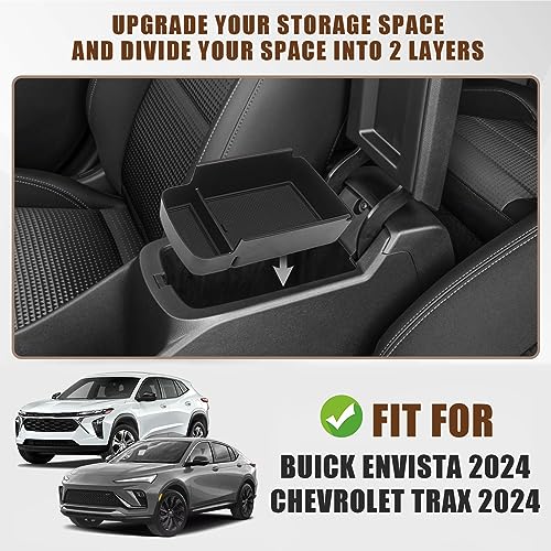 Image of Muslogy Center Console Inserts Compatible with Trax & Envista 2026 2025 2024 2023 Center Console Organizer Armrest Storage Box Armrest Insert Tray Interior Accessories