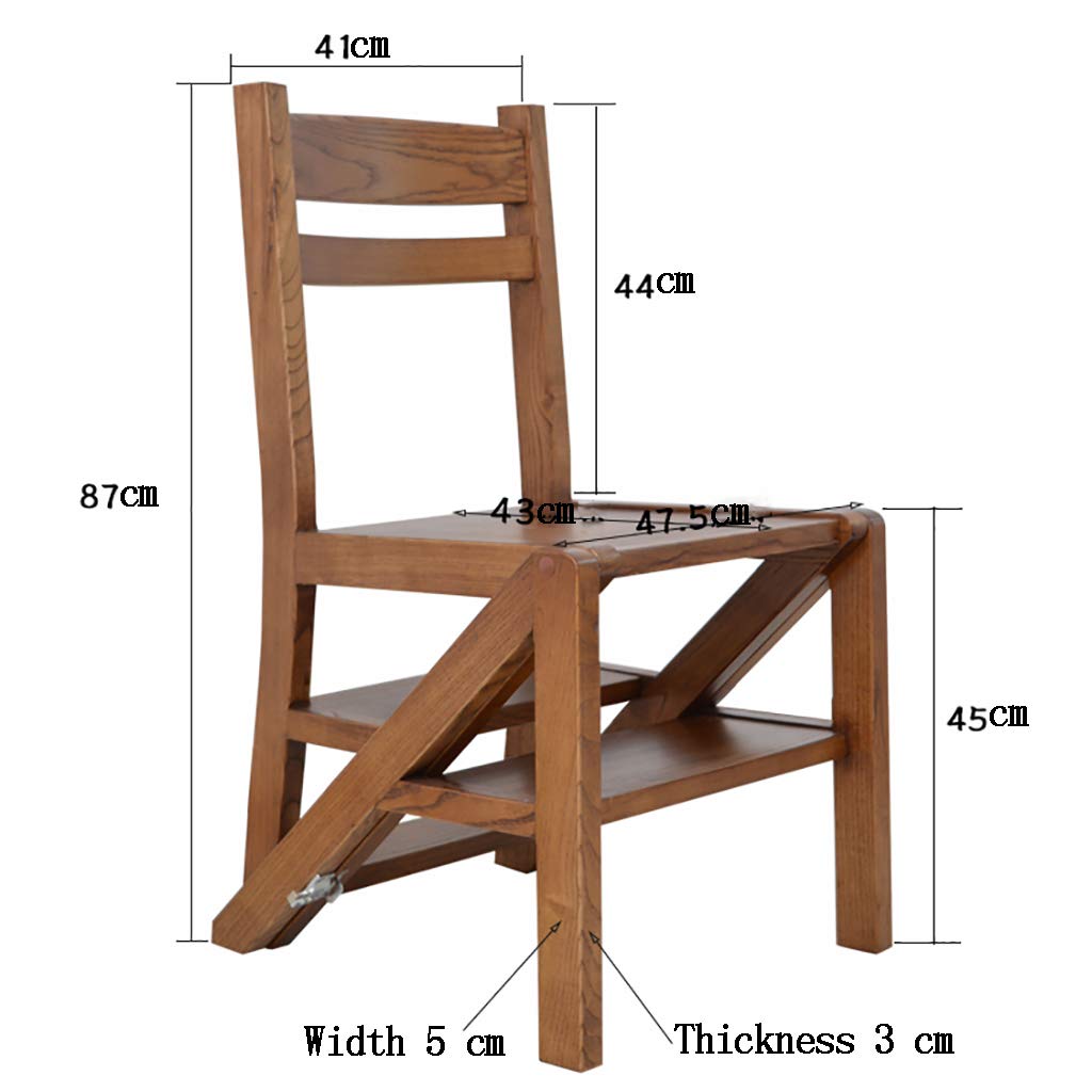 Silla de Escalera Plegable Multifuncional, Taburete de 4 Niveles con Escalera de Madera Maciza - Silla de Escalera Creativa de Doble Uso, para Oficina en casa, soporta hasta 150 kg