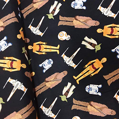 Star Wars - Tela de algodón para chewbacca (50 cm), color negro