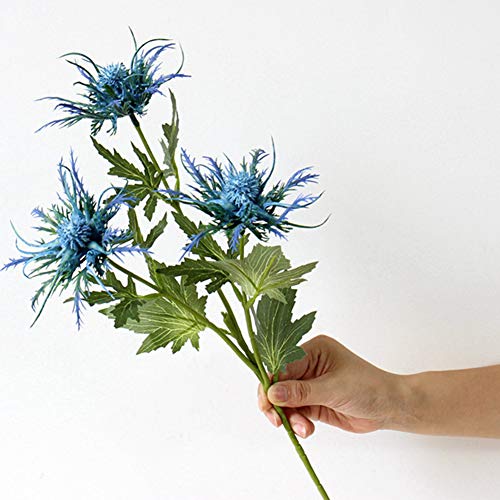 Allinlove 4 Bundles Artificial Thistle Spray Eryngo Fake Eryngium Sea Holly Flowers Bouquet Wedding Home Shop Office Restaurant Party Decor Table Centerpiece Flowers Arrangement (Blue) #TOP6