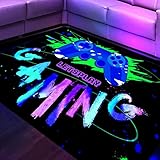 ETSKOM Blacklight Gaming Area Rug,Neon Gaming Area Rug,3D Gaming Rug,UV Reactive Area Rug,Playroom L
