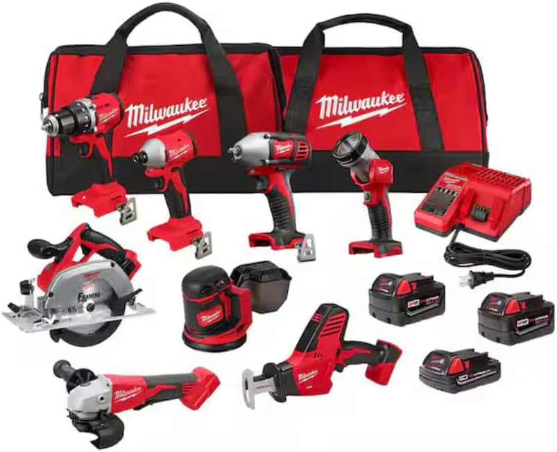 M18 18V Cordless Power Tool Combo Kit, 8-Tool Set, 3 Batteries, 2 Tool Bags, Charger Included