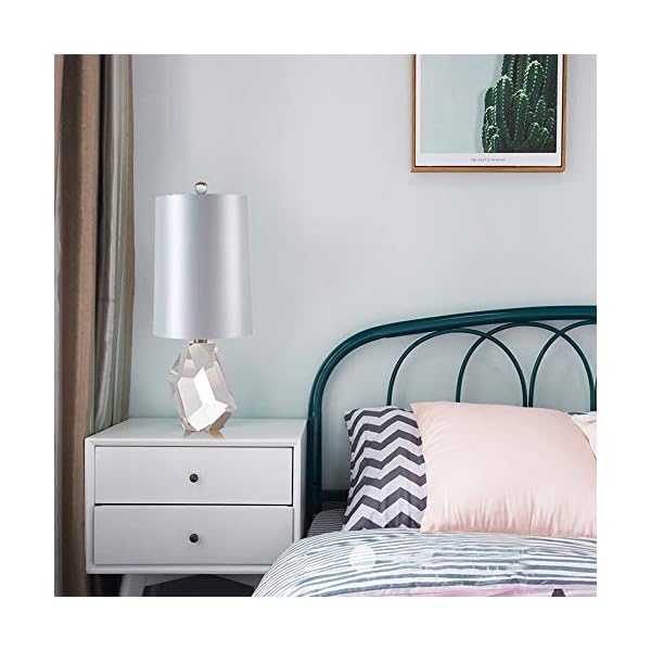 GUOCC Modern Nordic Simplicity Crystal Table Lamps E27 Modern Fabric Lampshade Desk Lamps Bedroom Bedside Lamp European Hotel Restaurant Atmosphere Lamp Night Lighting Decor - Image 4