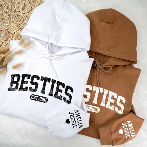 IZI POD Personalized Besties Shirt, Custom Gift for Sister Women Best Friend Sweatshirts, Besties Shirt, Gift For Birthday4