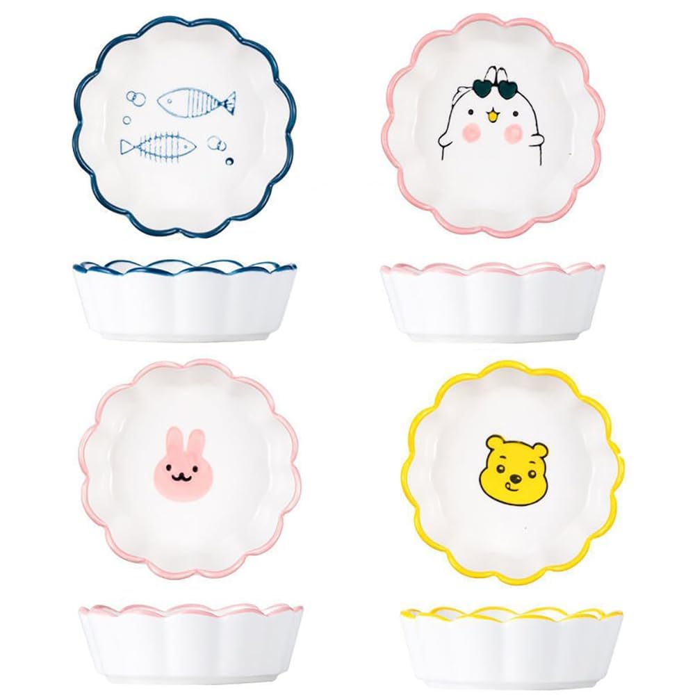 Ceramic Dipping Bowls Set | Small Sauce Dishes and Side Plates for Soy, Appetize 2 | & | Ceramic Bowl | Handmade Moroccan Trellis Design | Dessert Bowls | Katoris for Di 7