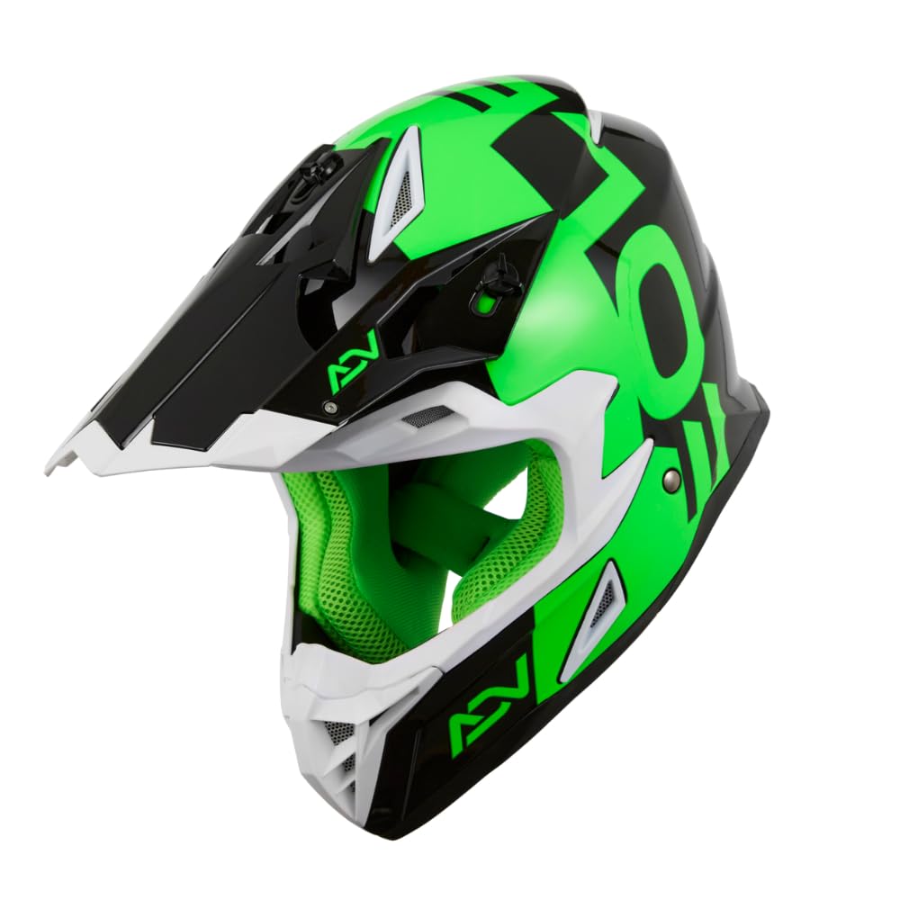 EOLE Casque Cross Advance Vert et Noir - Homologué ECE R 22.06 - L (59-60cm) - Coque ABS