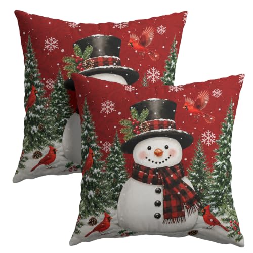 Sphragiyn Xmas Snowman Pillow Covers 18x18 inch Set of 2 Outdoor