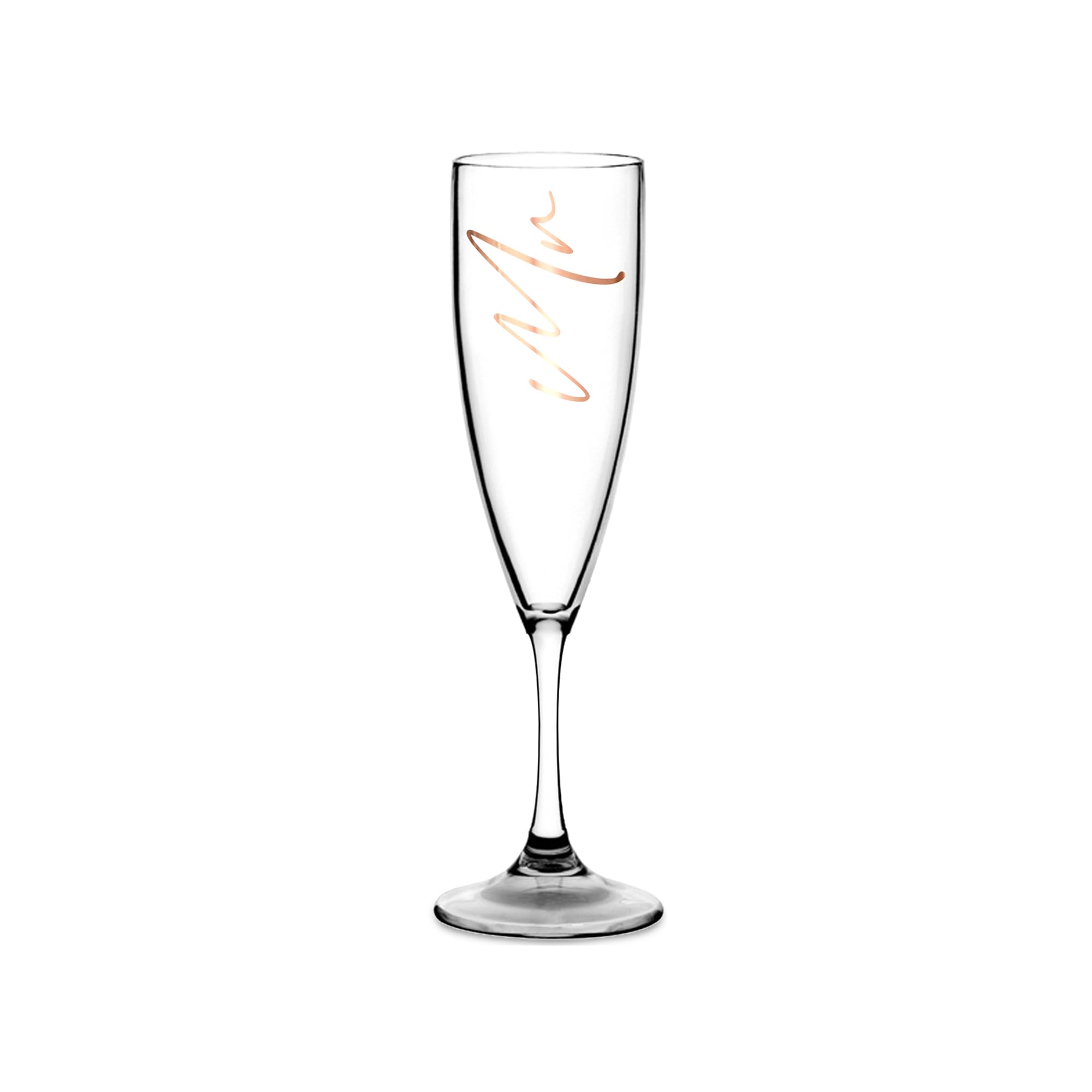 Print Maniacs Champagne Premium Clear Flute Glass Bride Groom Mr Mrs Wedding Maid Honour Wine Cocktail Prosecco Celebrations Gift (Copper, Mr)