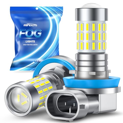 Marsauto H11 H8 Led Fog Light Bulbs or DRL, 10,000 Lumens 6000K White, 48 Chips Fog Lights, H11 Led Bulb 1:1 Mini Size H11/H8/H16 Led Fog Lights, 360° Illumination, Side Marker Lights