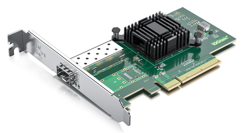 10Gtek Single SFP+ Port 10GbE NIC Network Card, 82599EN Chip, PCI-E x8, Compatible with Windows Server 2003/2008/ 2012, Windows7/8/10*/Visa, Linux, ESX/ESXi*