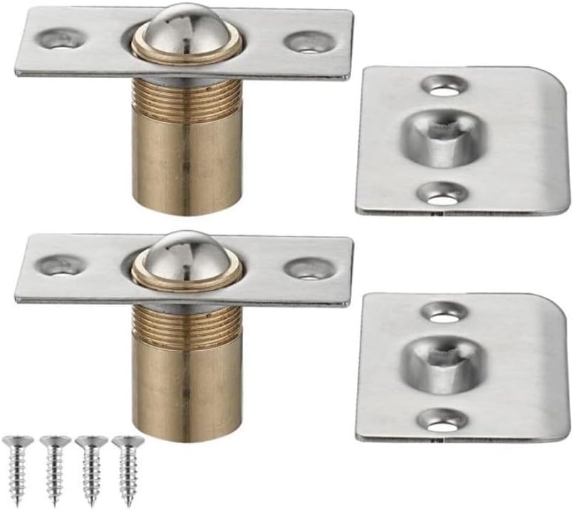 Steel Door Ball Catch with Polished Enclosure Closet Doors with Knobs or Levers – 2-Pack Silver -Loaded Latch Mechanism, Proof Cabinet Hardware