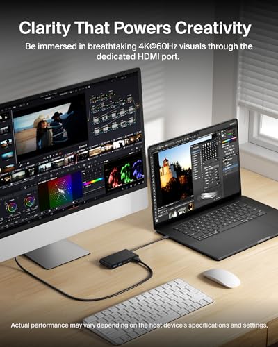 Image of Belkin USB C Hub 5-in-1, Type C Hub for Laptop & PC - USB Hub with 4K HDMI 2.0, 100W PD Charging, USB-A Ports, 5Gbps Data Transfer | USB Docking Station for MacBook Pro, Air, iPad Pro & More