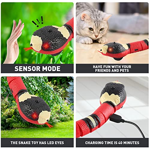 Cat Toys Snake Interactive,Realistic Simulation Smart Sensing Snake Toy,Usb Rechargeable,Automatically Sense Obstacles And Escape,Moving Electric Tricky Snake Cat Toys For Indoor Cats Dogs(Pink Snake) #TOP1