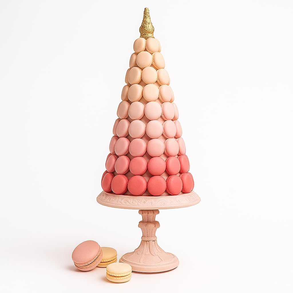 December Diamonds Pink Macaron Sweet Tree Centerpiece 20-Inch Dessert Display for Christmas, Easter, or Holiday Table Décor