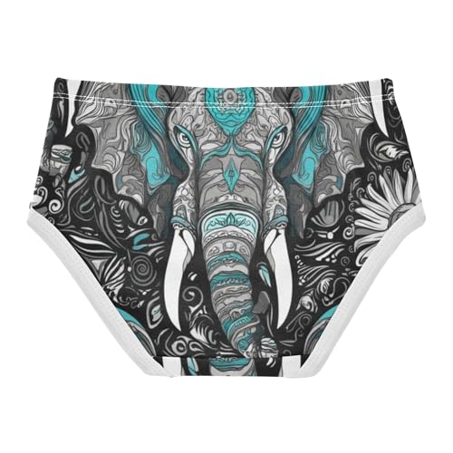 Majestic Elephant Tribal Floral Black Girls Underwear Toddlers 2t Cotton Girl Panties Cute Flower Undies Kids Briefs2