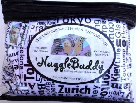 'NUGGLEBUDDY NEW! Microwavable Moist Heat & Aromatherapy Organic Rice Pack. Fun "WORLD CITIES" Flannel .SPEARMINT EUCALYPTUS Aromatherapy. Soothing the Souls of the Planet!