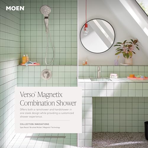 Moen 220C2EPSRN Verso Showerhead Combo, Magnetix, Brushed Nickel | Rain and handshower combo, Magnetix docking, Infiniti dial spray control, 60" hose, brushed nickel finish - image 4