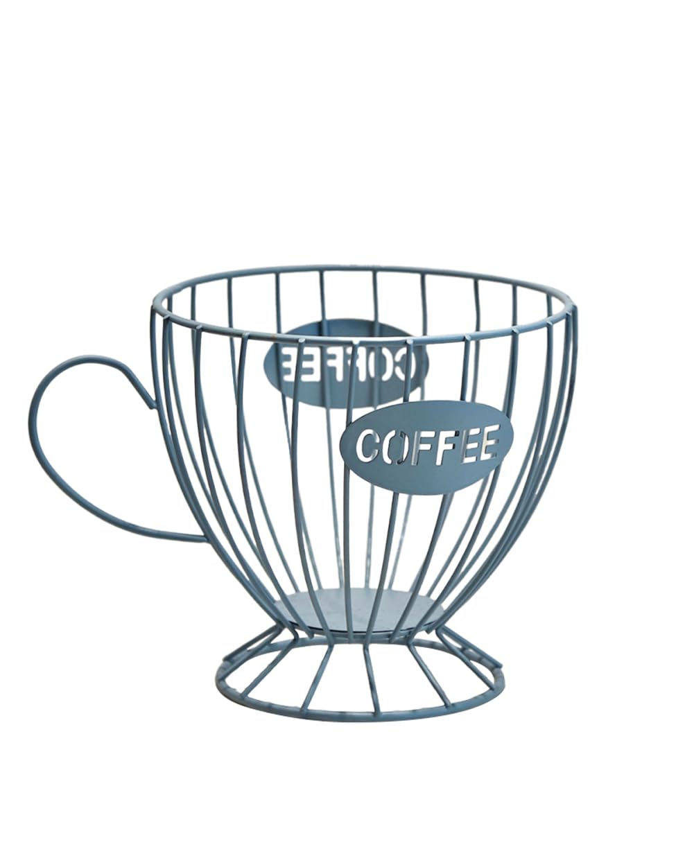 Coffee Pod Holder Large Capacity Coffee Pod Organizer Cup Shape Metal Kitchen Countertop Organizer for Home Office Blue