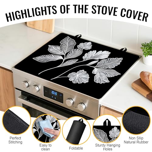 Image of Stove Top Cover for Electric Stove,Glass Stove Top Cover, Heat Resistant Glass Cooktop Cover, Stovetop Protector, Kitchen Decor, Dish Drying Mats Cover for Ceramic Washer Top 28.5x20.5 inch