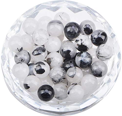 Image of 100PCS Tourmaline Quartz Beads, Smooth Surface, Loose 8mm Tourmaline Quartz Beads for Jewelry Making DIY Gifts, Necklaces, Bracelets, Yoga Bracelets (Tourmaline Quartz, 8MM)