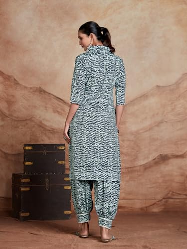 Image of EthnicJunction Women's Cotton Blend Embroidered Salwar Suit Set